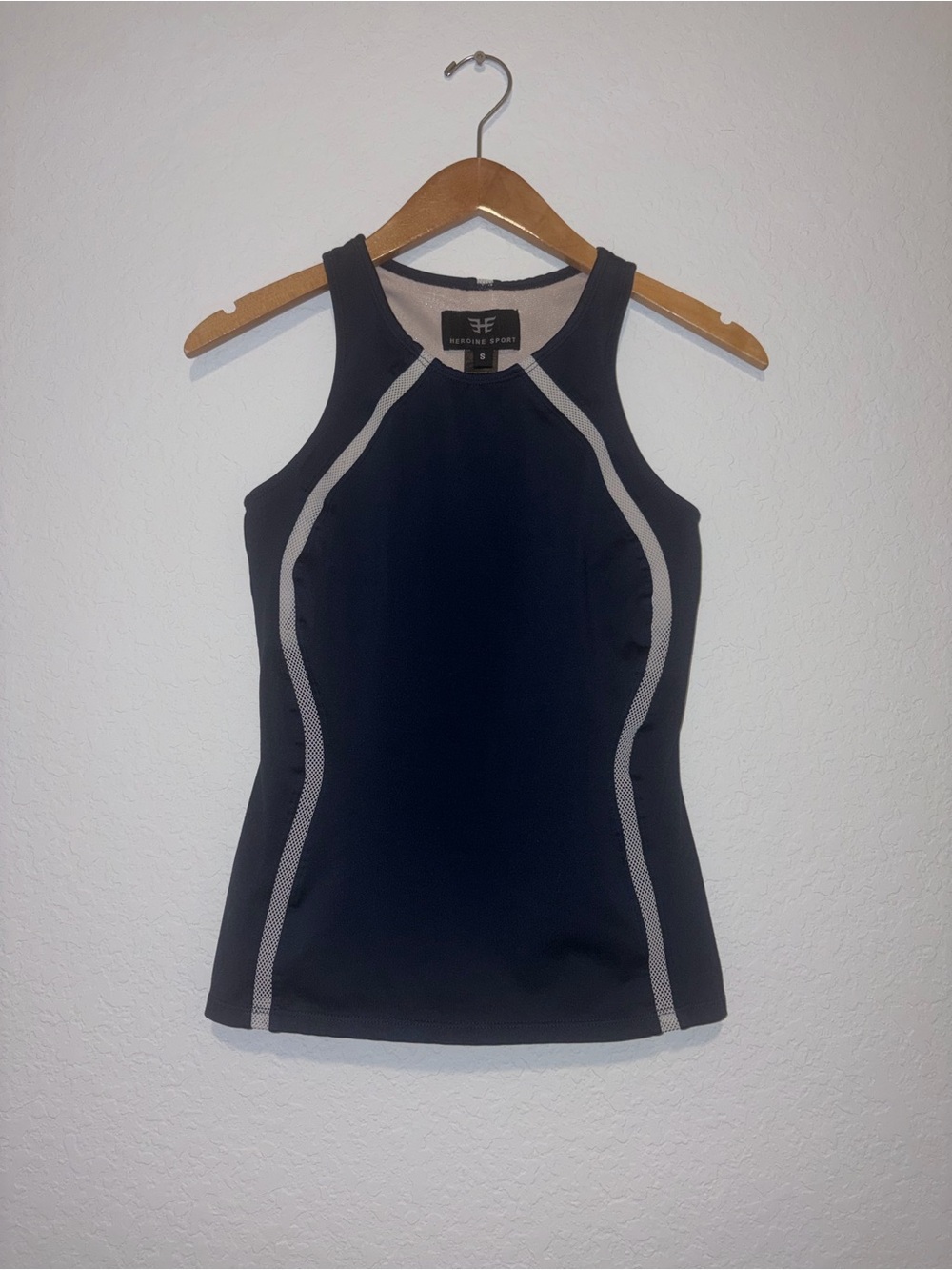 Heroine Sports S Navy Racerback Athletic Tank with Contrast Piping